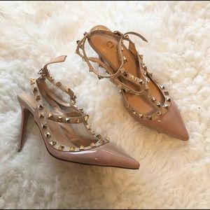 Nude studded heels